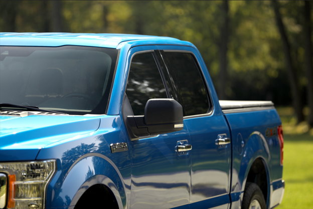 Pickup truck tailgate set up for game day
