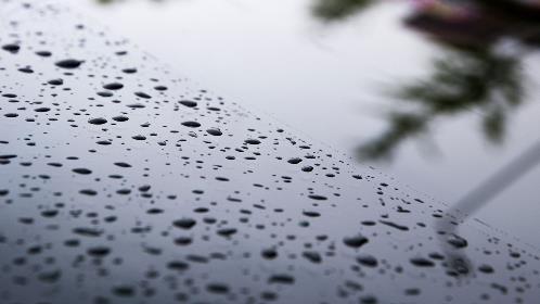 Close up of rain on a car