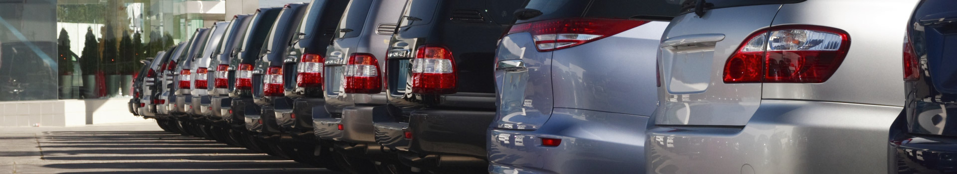 Cars lined up at a dealership