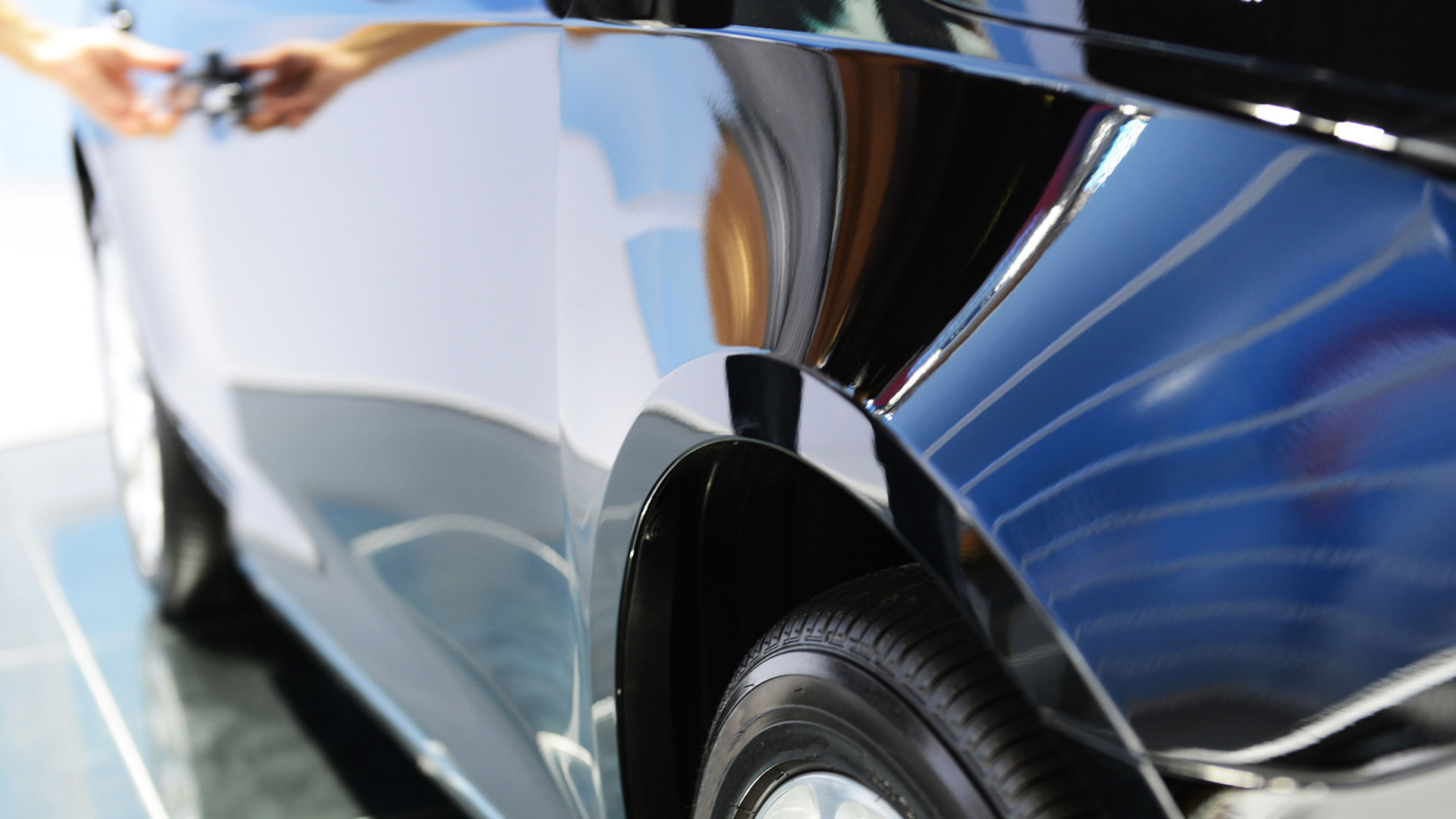 Close up of high gloss car